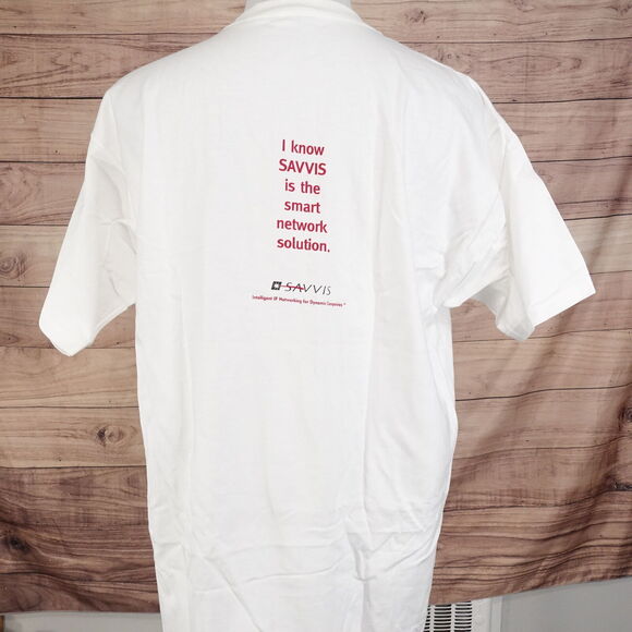 VINTAGE I'M BRILLIANT LIGHT BULB SAVVIS SMART NETWORK SOLUTION 90s 00s TSHIRT XL - Picture 9 of 13